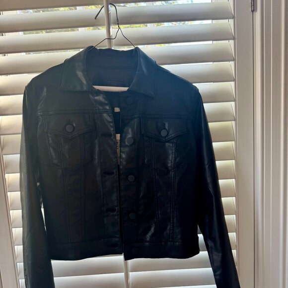 KUT Julia Coated Crop Jacket NWT - Black - Size XS - Picture 1 of 3